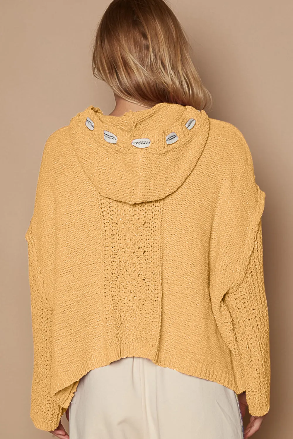 POL Cable Knit Hooded Chenille Sweater