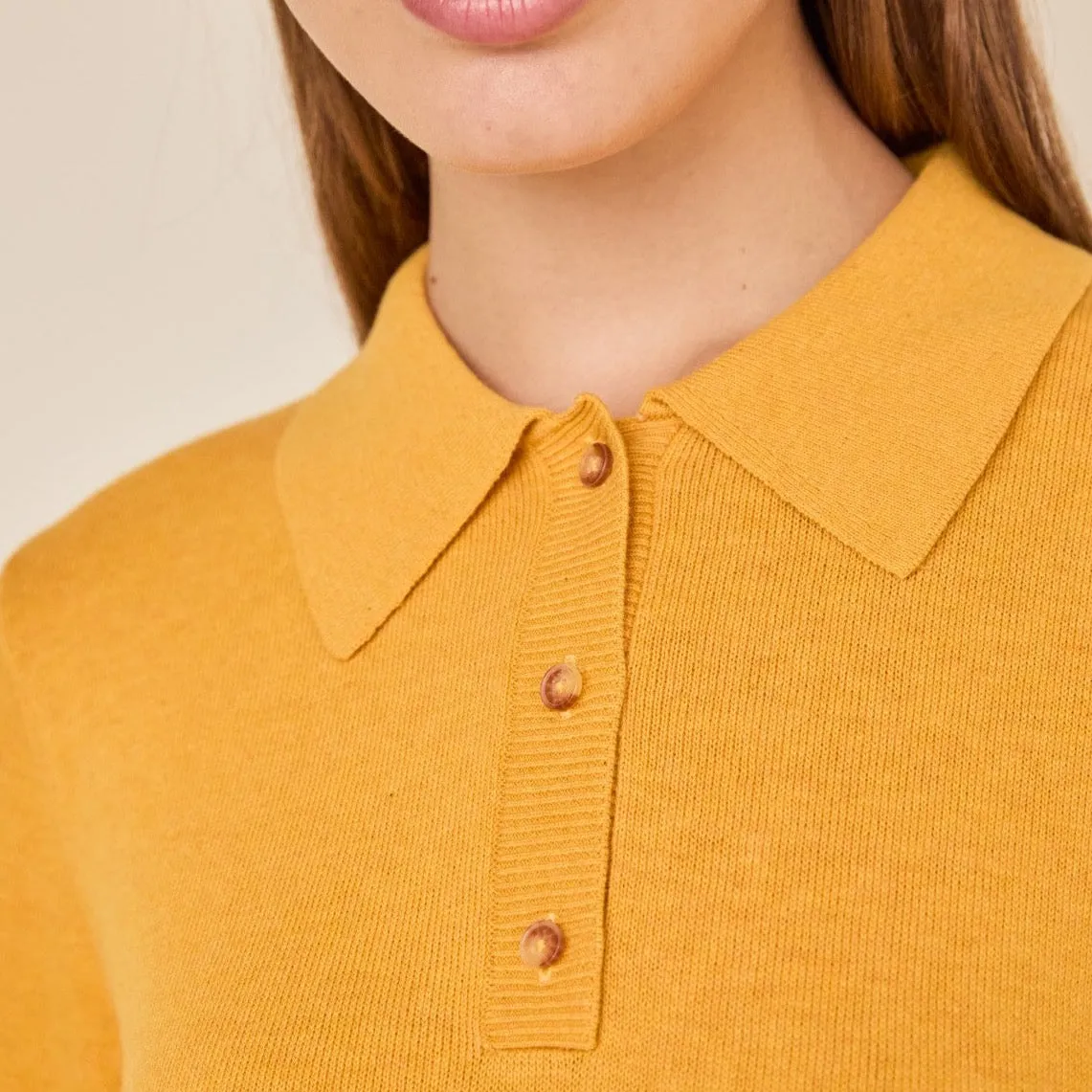 Polo Sweater in Mustard