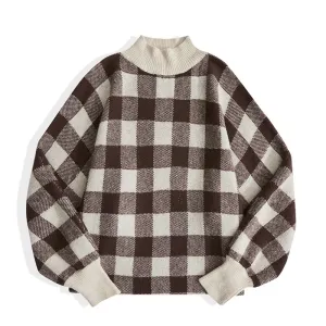 Pre Order:  Casual Turtleneck Plus Size Plaid Sweater