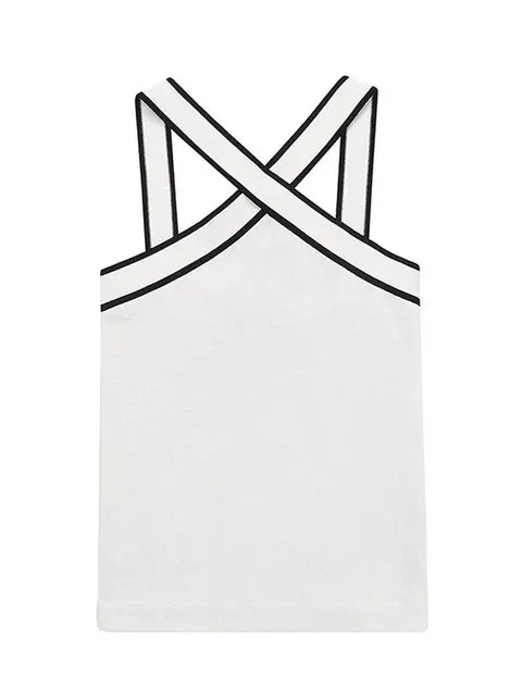 Pre Order:  Contrast Lined Sleeveless Knitted  Top