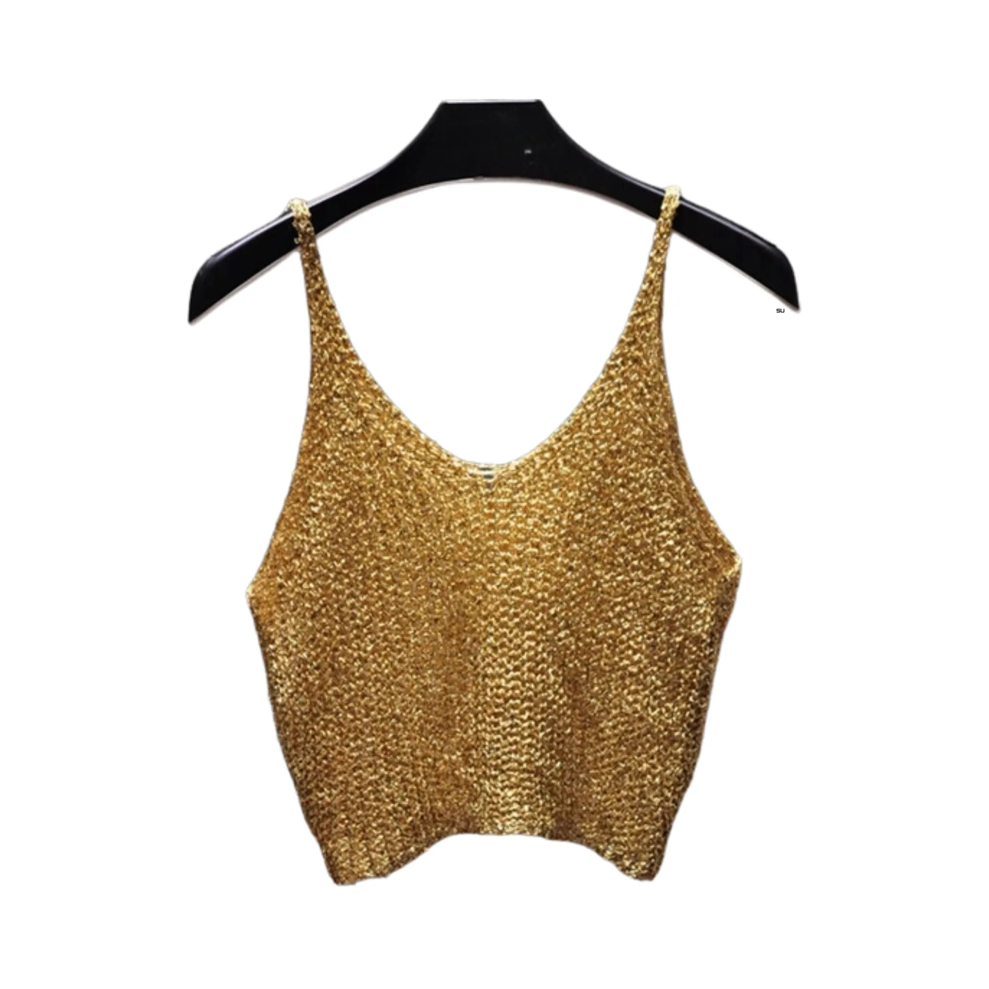 Pre Order:  Sequined Knitted Hollow-Out Cropped Top