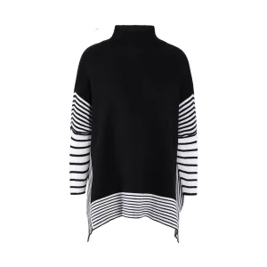 Pre Order:  Stripes Mock Cape Knitted Top