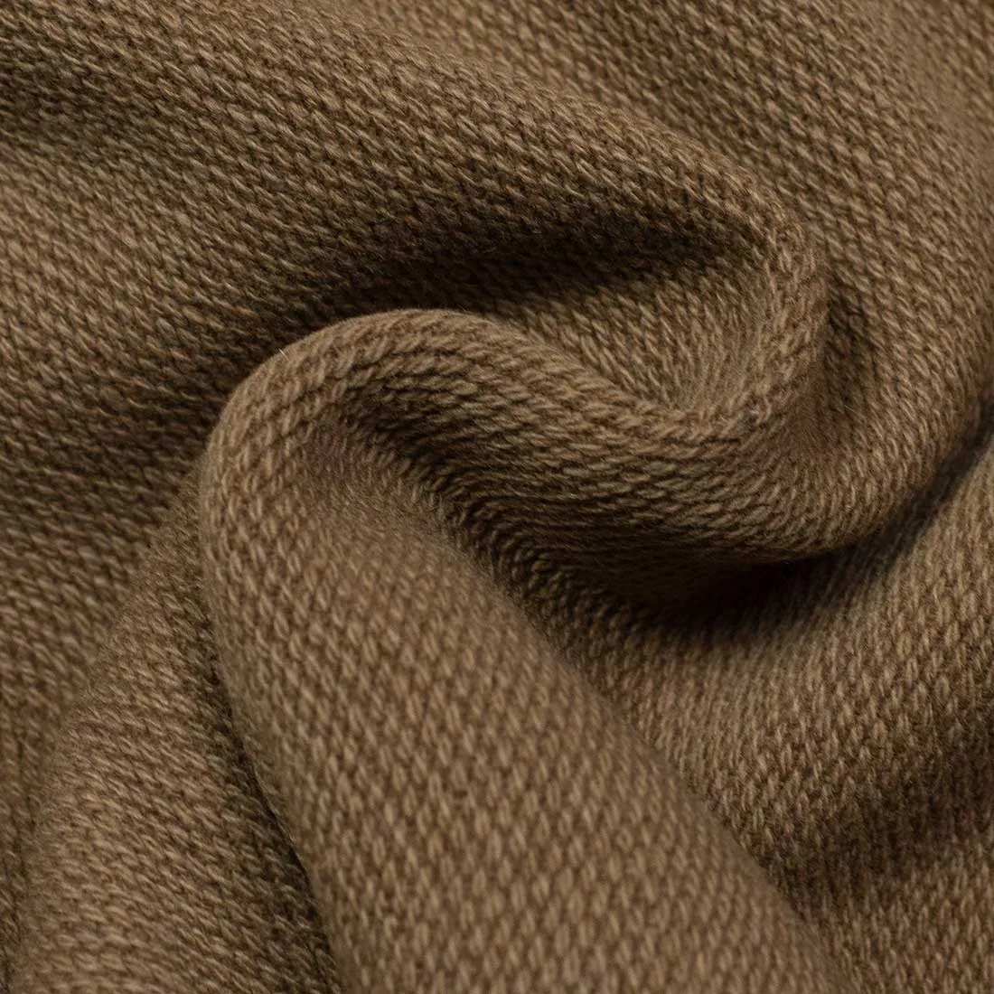 "Fake" coat in camel color wool hopsack with black knit lining