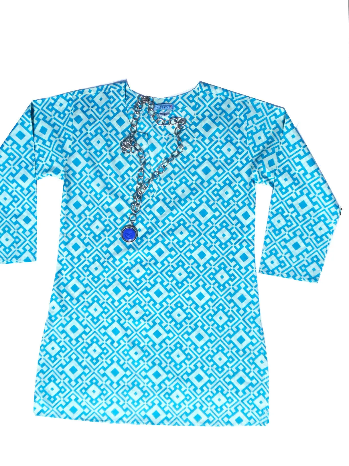 Raja Cotton Tunic Turquoise Diamond