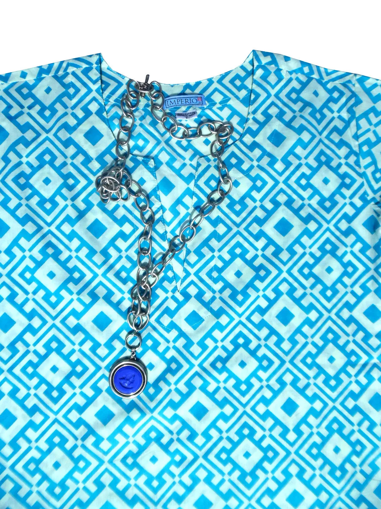 Raja Cotton Tunic Turquoise Diamond