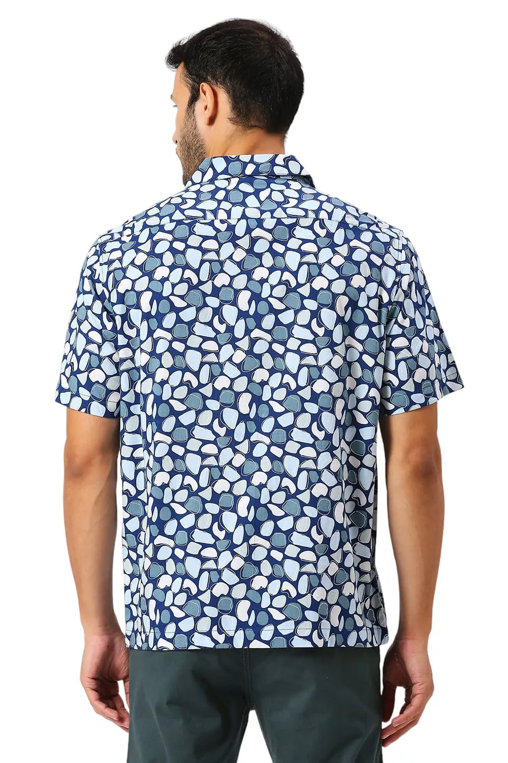 Relaxed Fit Cotton Viscose Twill Printed Halfsleeves Shirt