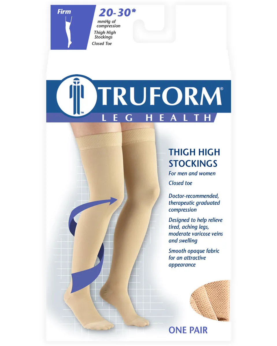 ReliefWear Classic Medical CLOSED TOE Thigh Highs Silicone Dot Top 20-30 mmHg