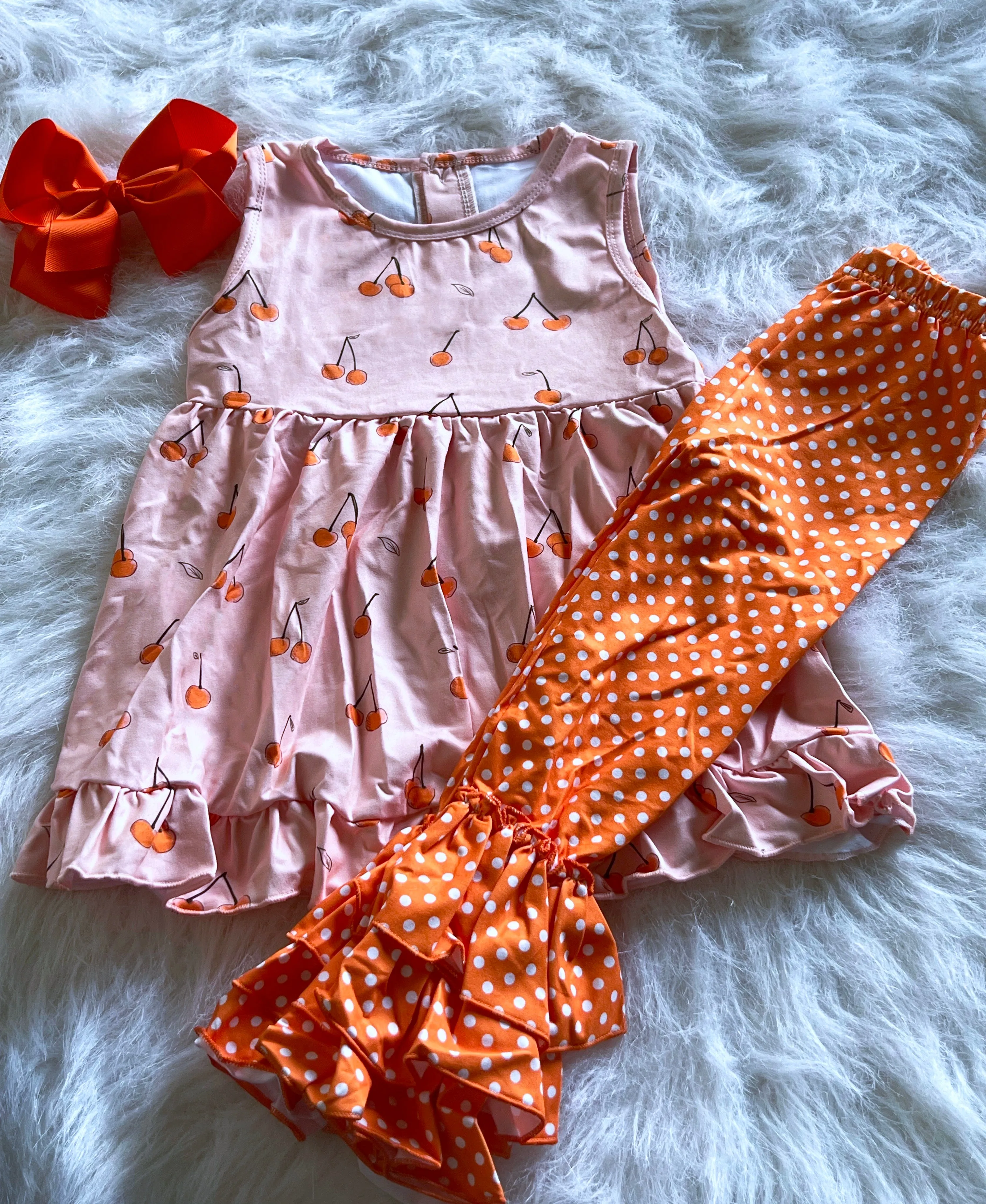 Retro Cherry Tunic and Pants Set