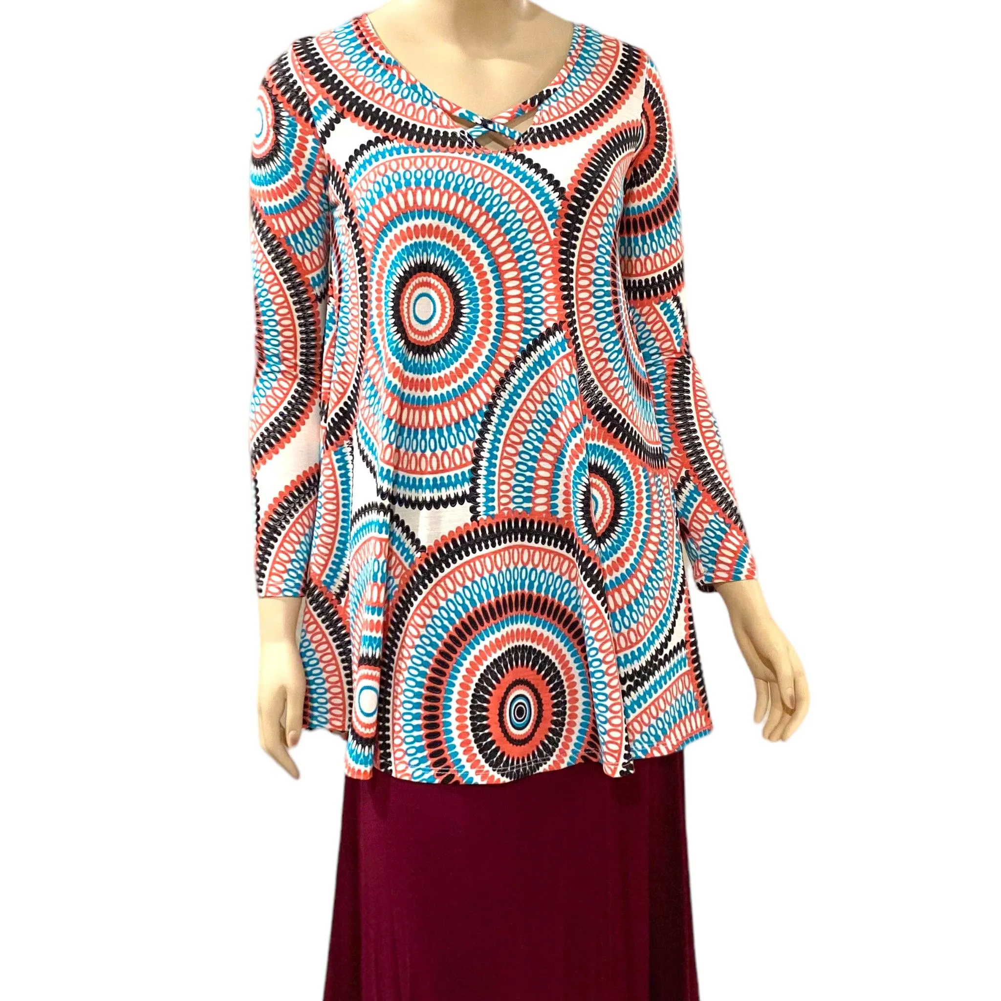 Retro Medallion 70's Tunic Top