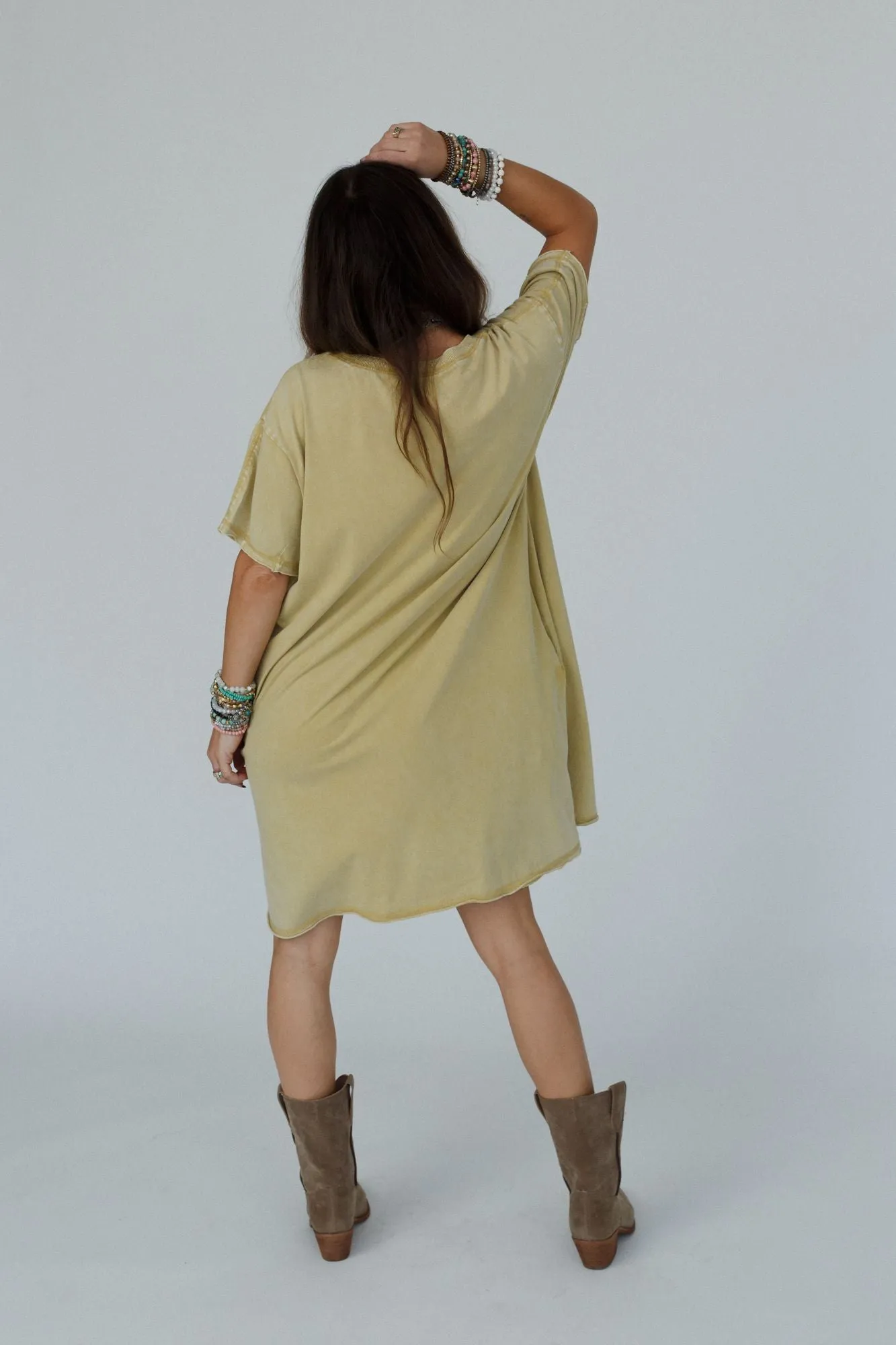 Retro Peace Tunic Top - Mustard