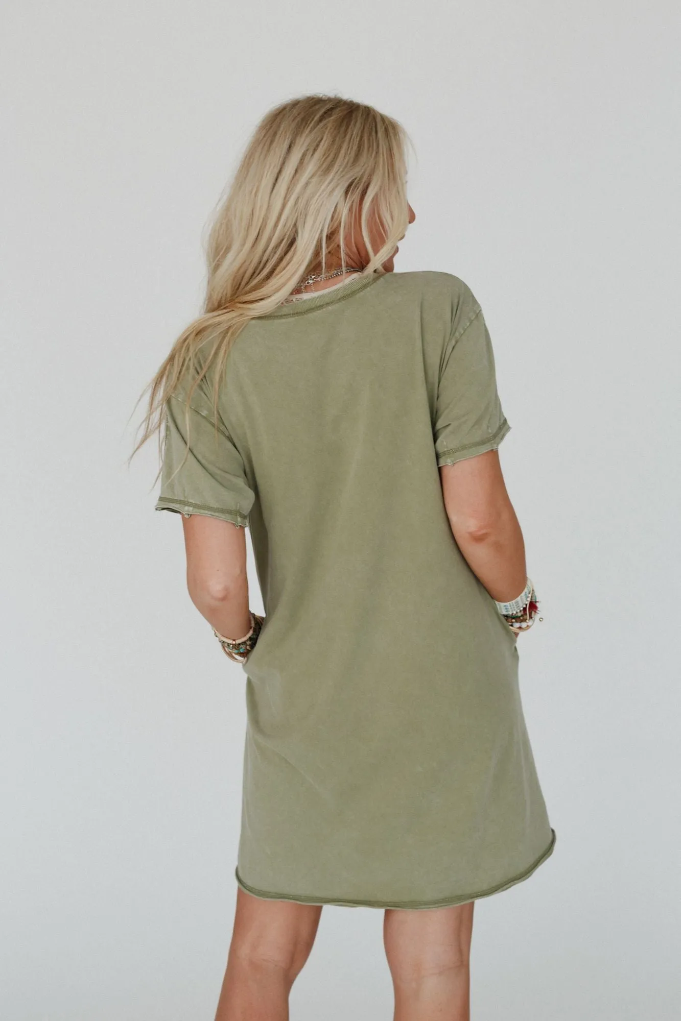 Retro Peace Tunic Top - Olive