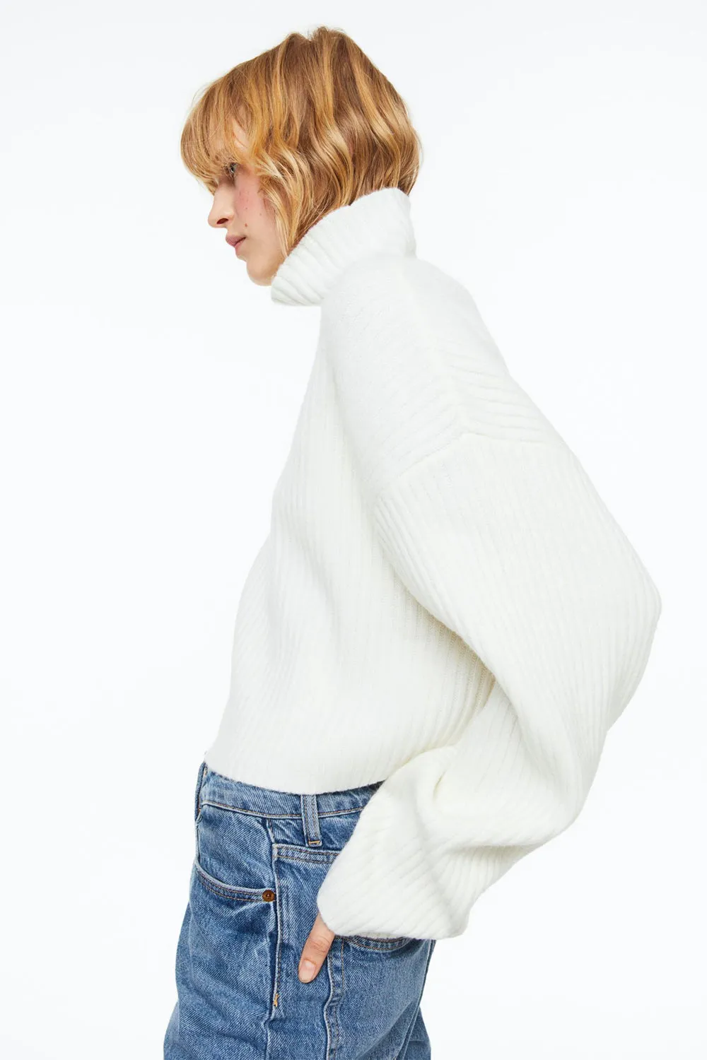 Ribbed Mock Turtleneck Sweater