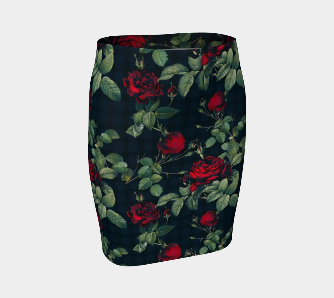 Rose Print Fitted Skirt