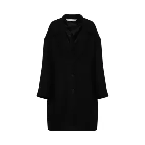 Round Logo Coat in Black