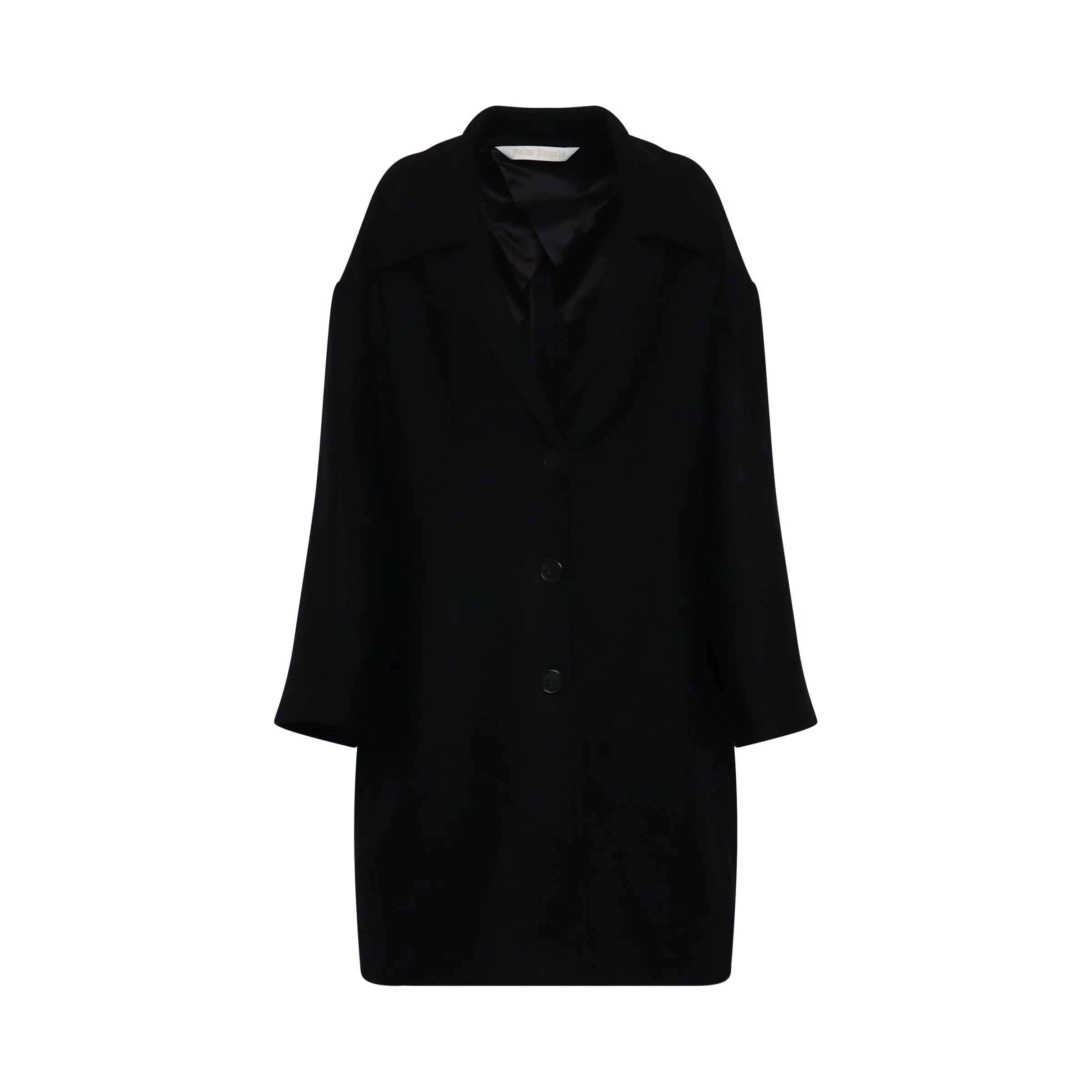 Round Logo Coat in Black