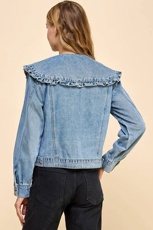 Ruffle Peter Pan Denim Jacket