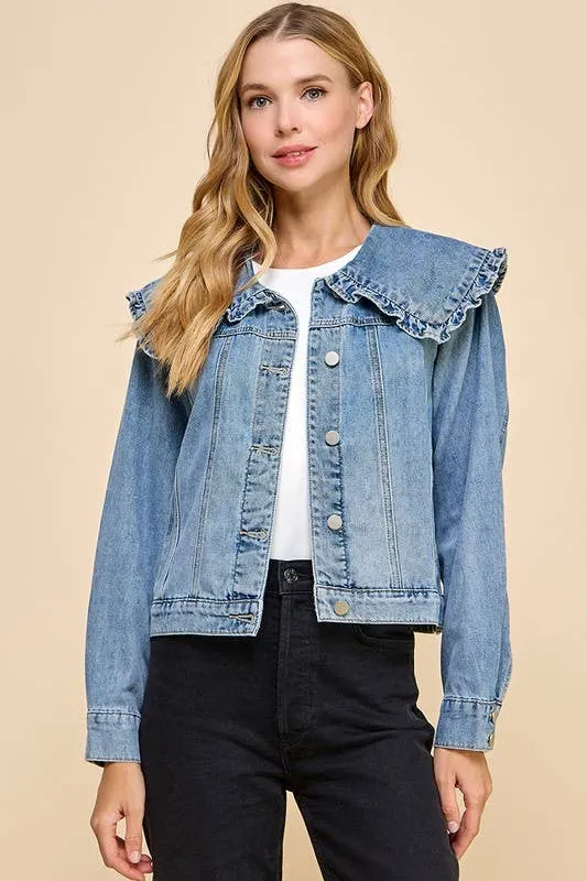 Ruffle Peter Pan Denim Jacket