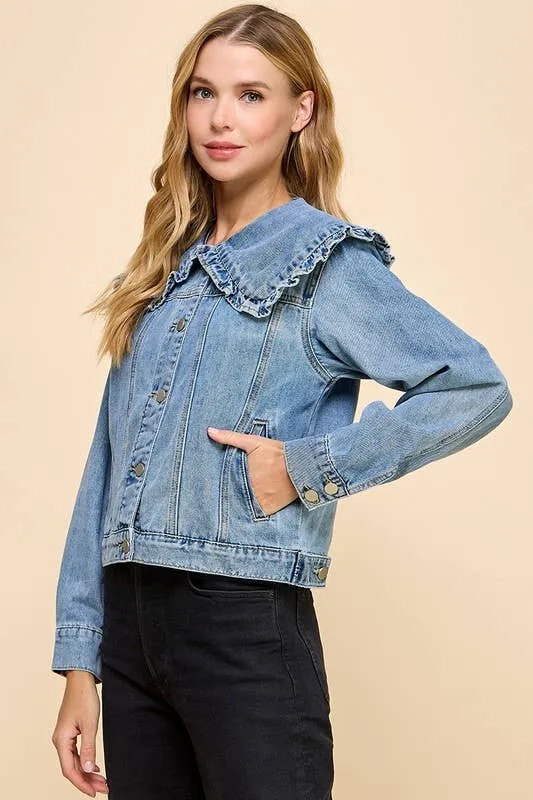 Ruffle Peter Pan Denim Jacket