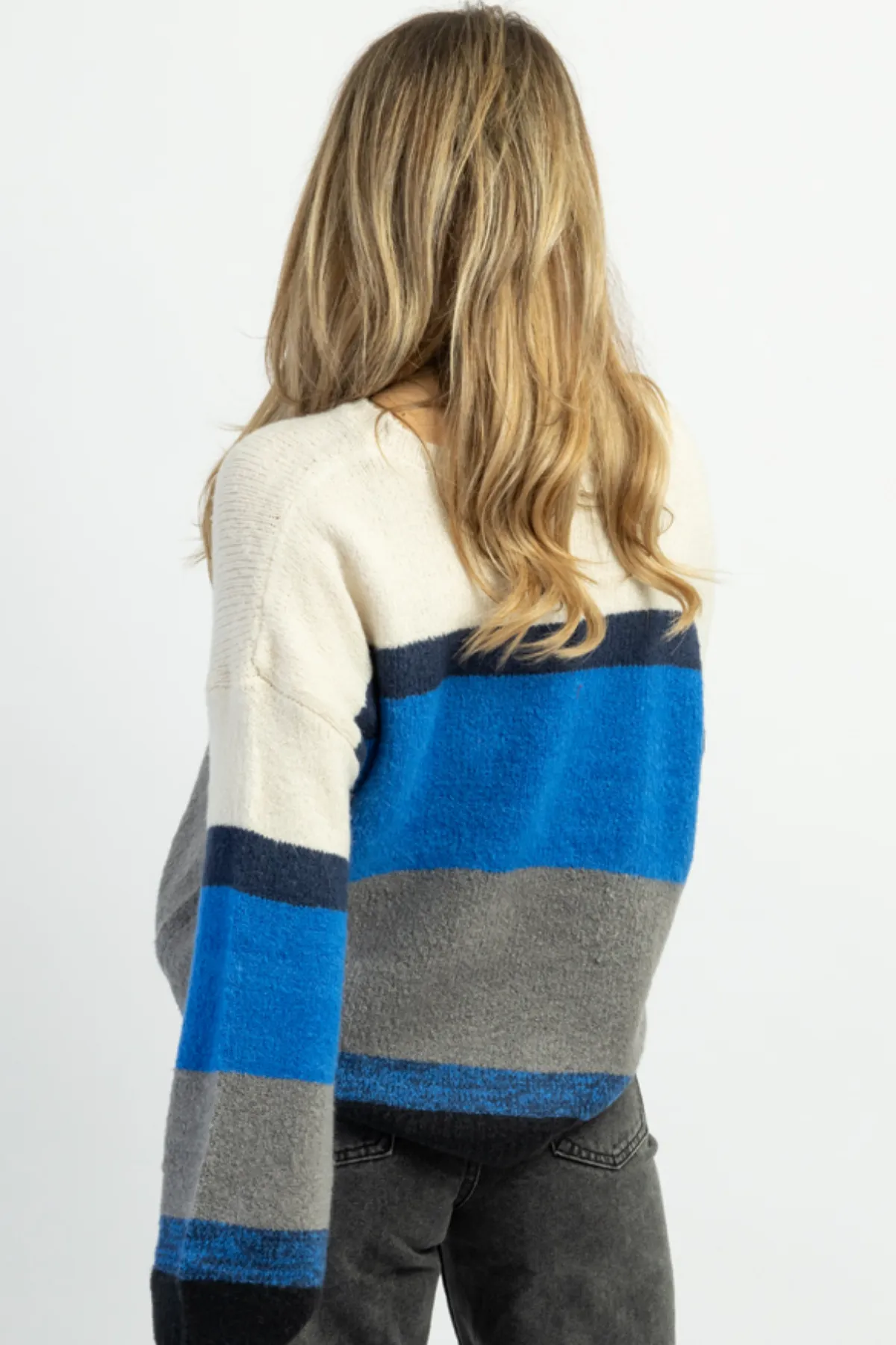 SAWYER MULTIBLUE STRIPED SWEATER