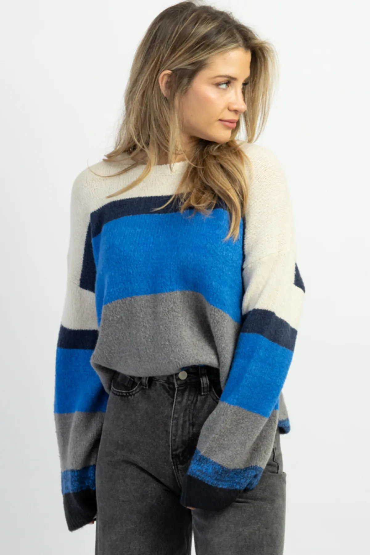 SAWYER MULTIBLUE STRIPED SWEATER