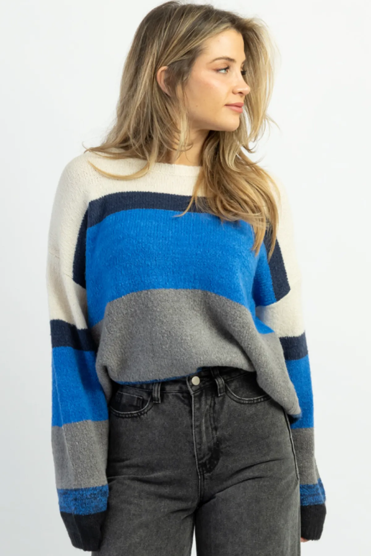 SAWYER MULTIBLUE STRIPED SWEATER