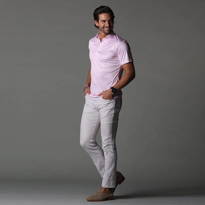 Semi-Spread Collar Polo Pink Gingham