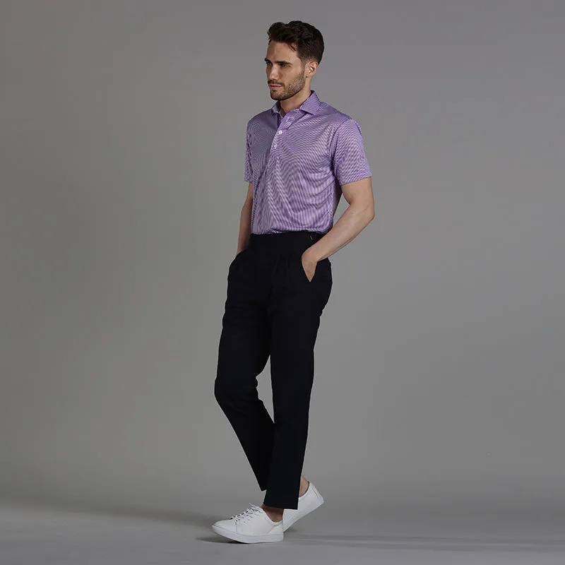 Semi-Spread Collar Polo Purple Stripe