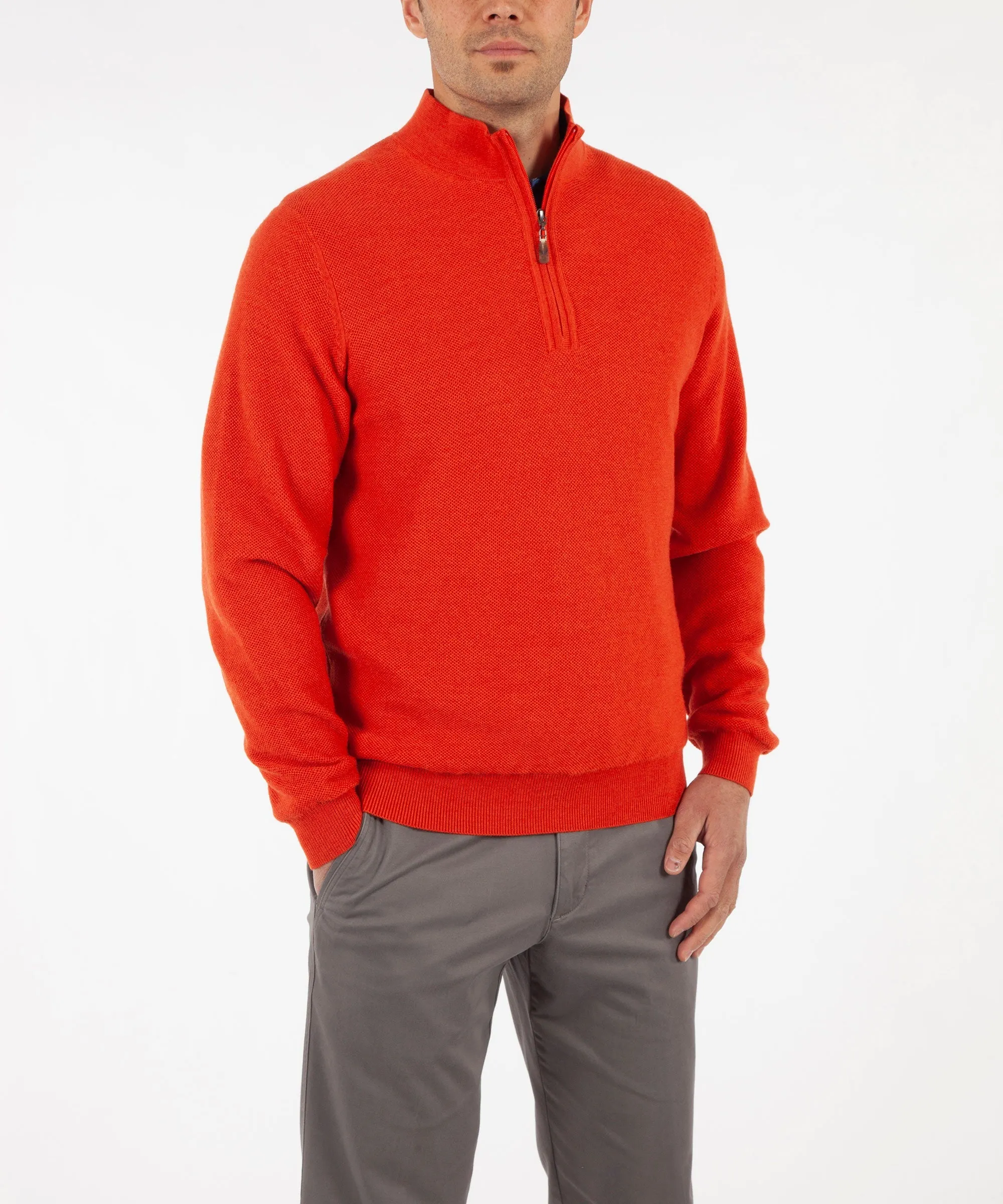 Signature 100% Merino Wool Tuck-Stitch Quarter-Zip Lined Wind Sweater