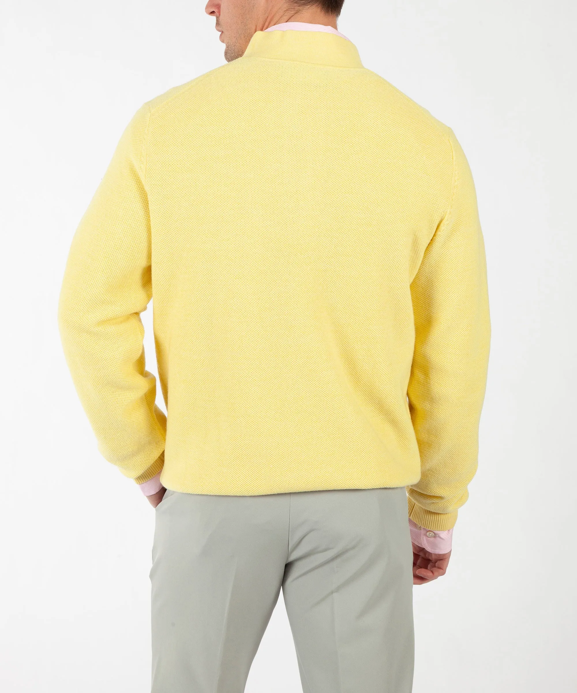 Signature 100% Merino Wool Tuck-Stitch Quarter-Zip Lined Wind Sweater