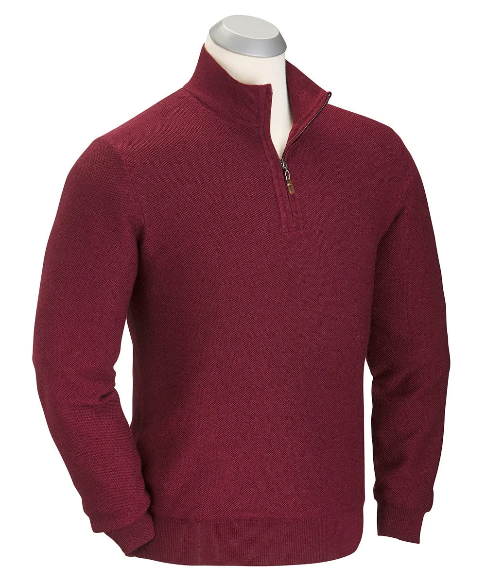 Signature 100% Merino Wool Tuck-Stitch Quarter-Zip Lined Wind Sweater