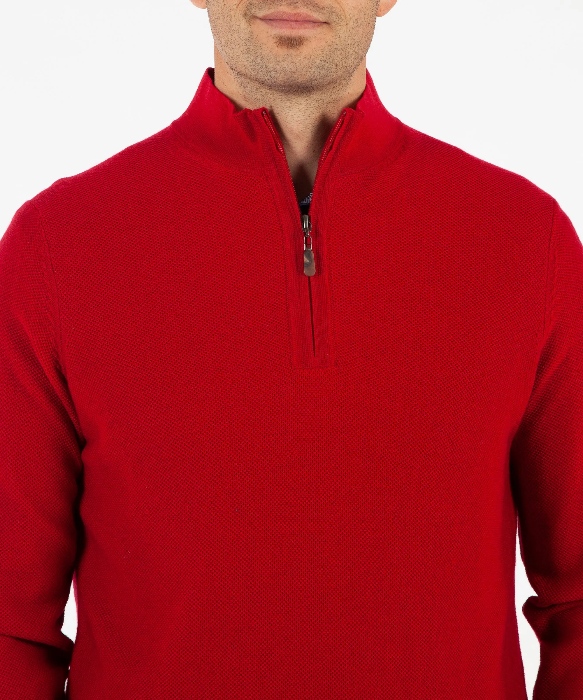 Signature 100% Merino Wool Tuck-Stitch Quarter-Zip Lined Wind Sweater