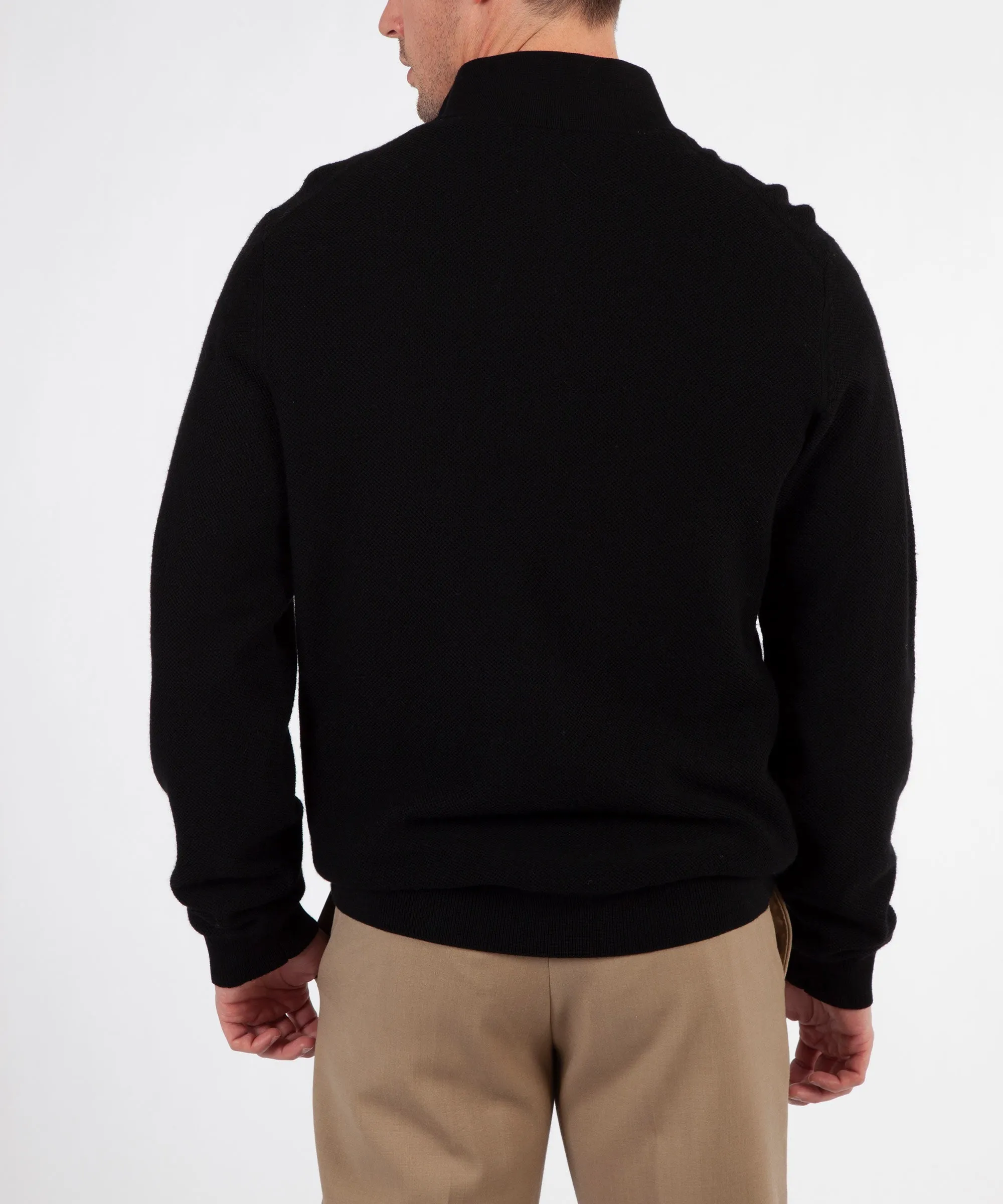 Signature 100% Merino Wool Tuck-Stitch Quarter-Zip Lined Wind Sweater