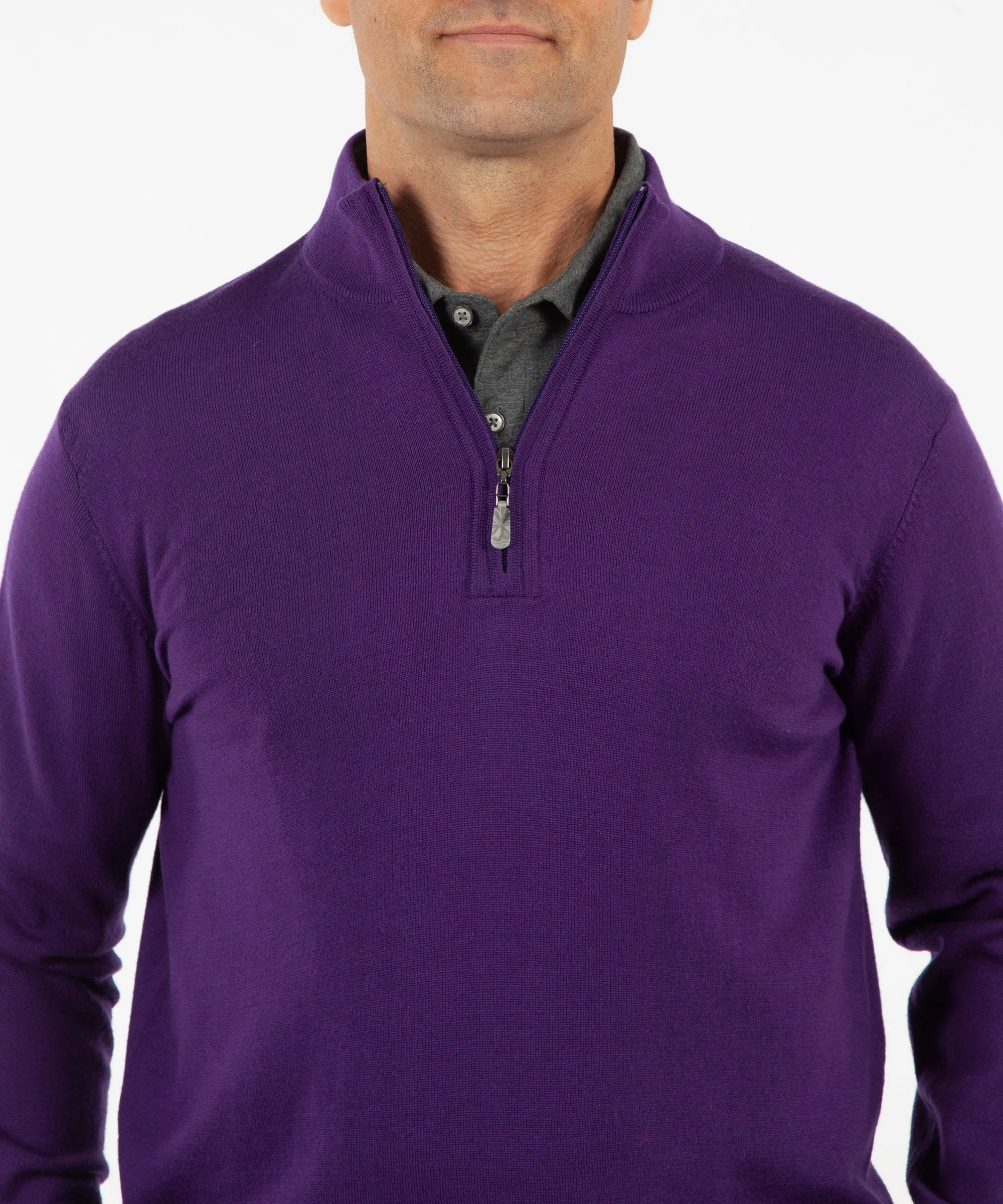 Signature 100% Merino Wool Tuck-Stitch Quarter-Zip Lined Wind Sweater