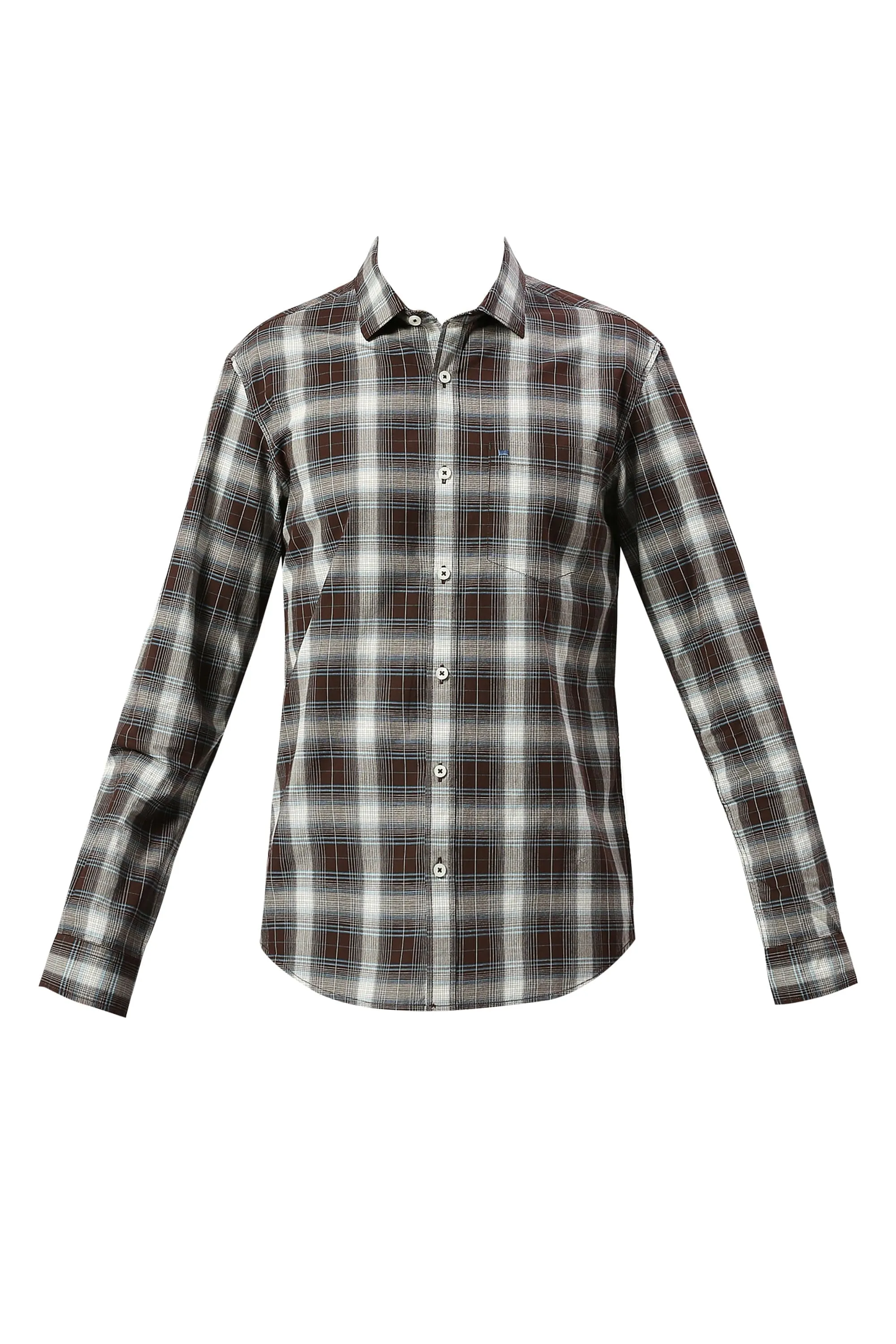 Slim Fit Cotton Fil-a-Fil Checks Shirt