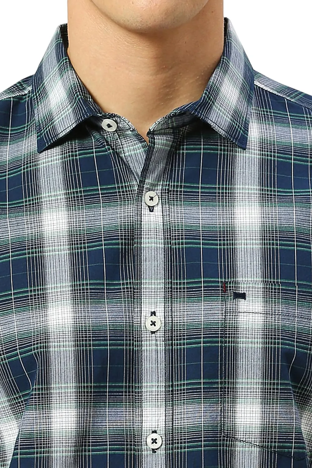 Slim Fit Cotton Fil-a-Fil Checks Shirt