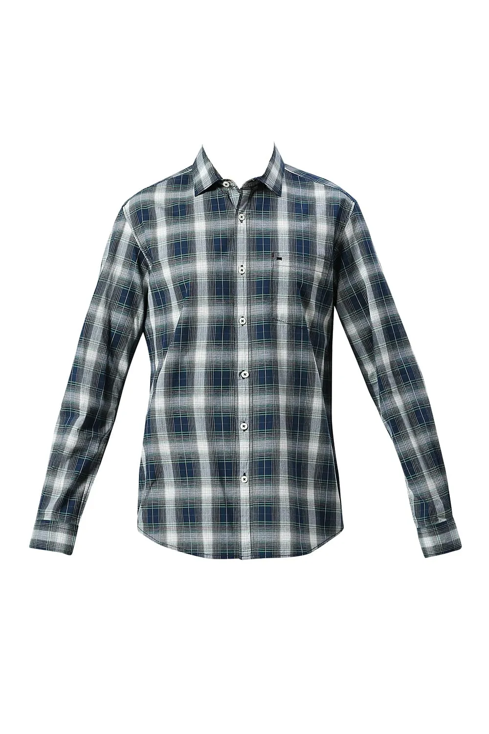 Slim Fit Cotton Fil-a-Fil Checks Shirt