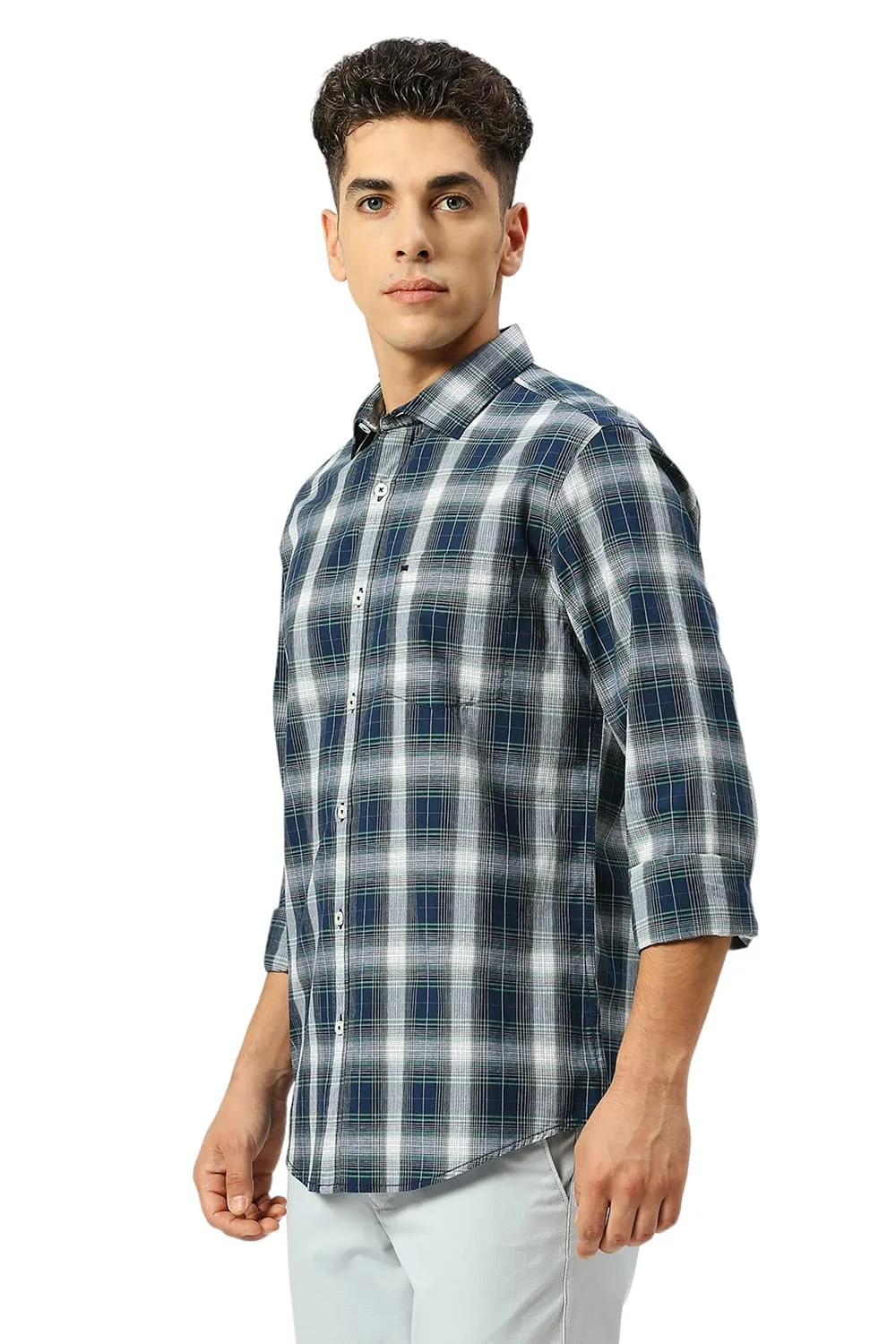 Slim Fit Cotton Fil-a-Fil Checks Shirt