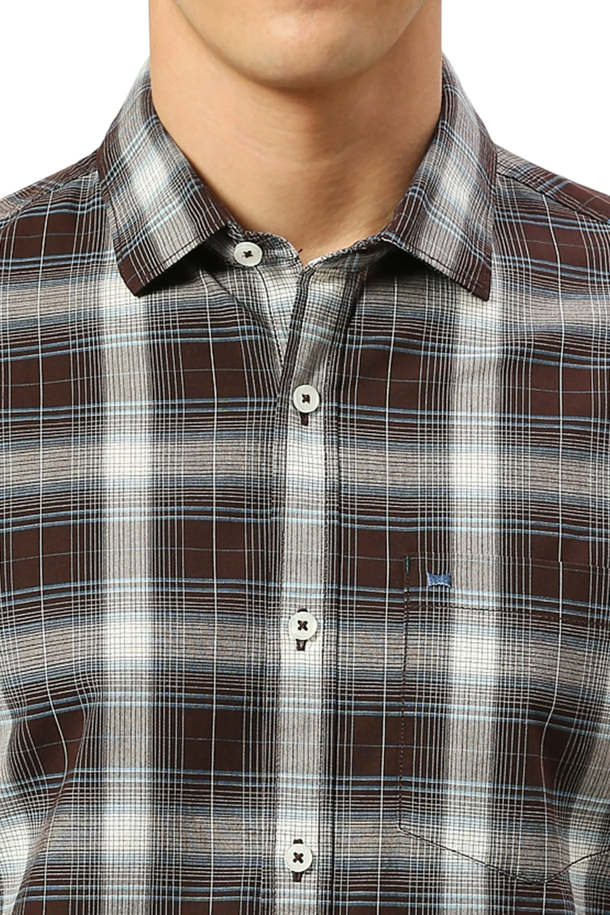 Slim Fit Cotton Fil-a-Fil Checks Shirt