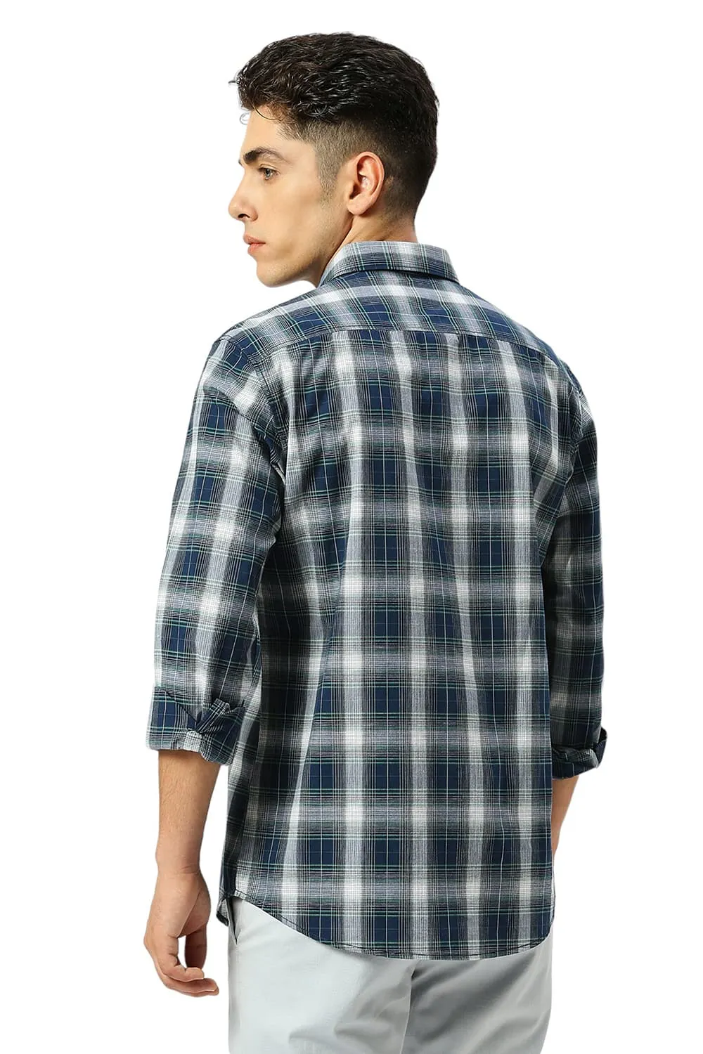 Slim Fit Cotton Fil-a-Fil Checks Shirt