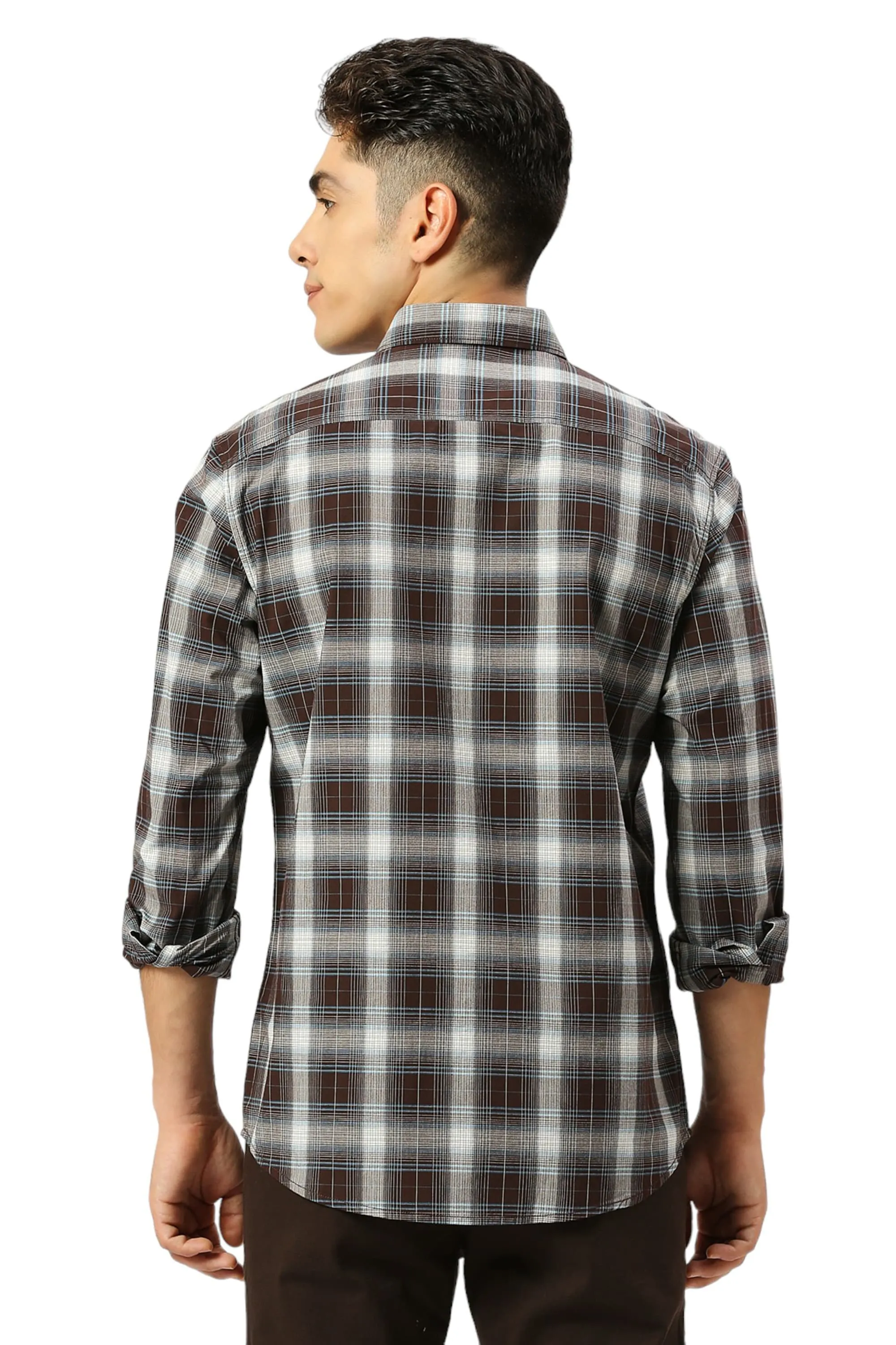 Slim Fit Cotton Fil-a-Fil Checks Shirt