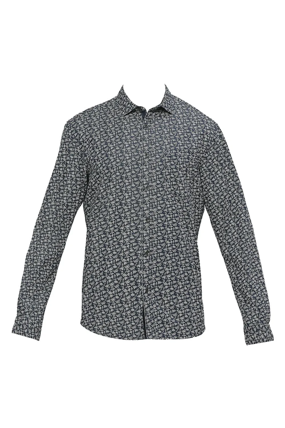 Slim Fit Cotton Indigo Printed Shirt