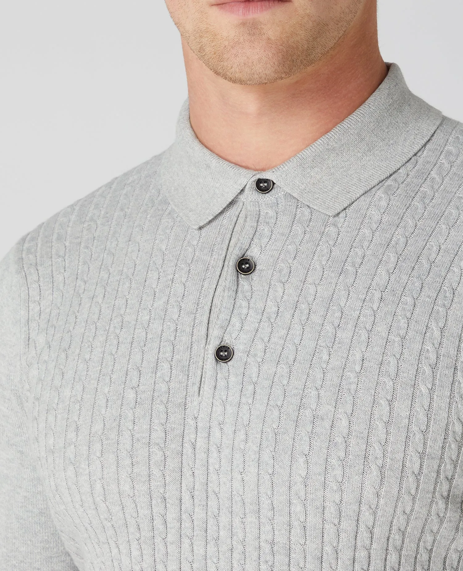 Slim Fit Cotton Long Sleeve Knitted Polo