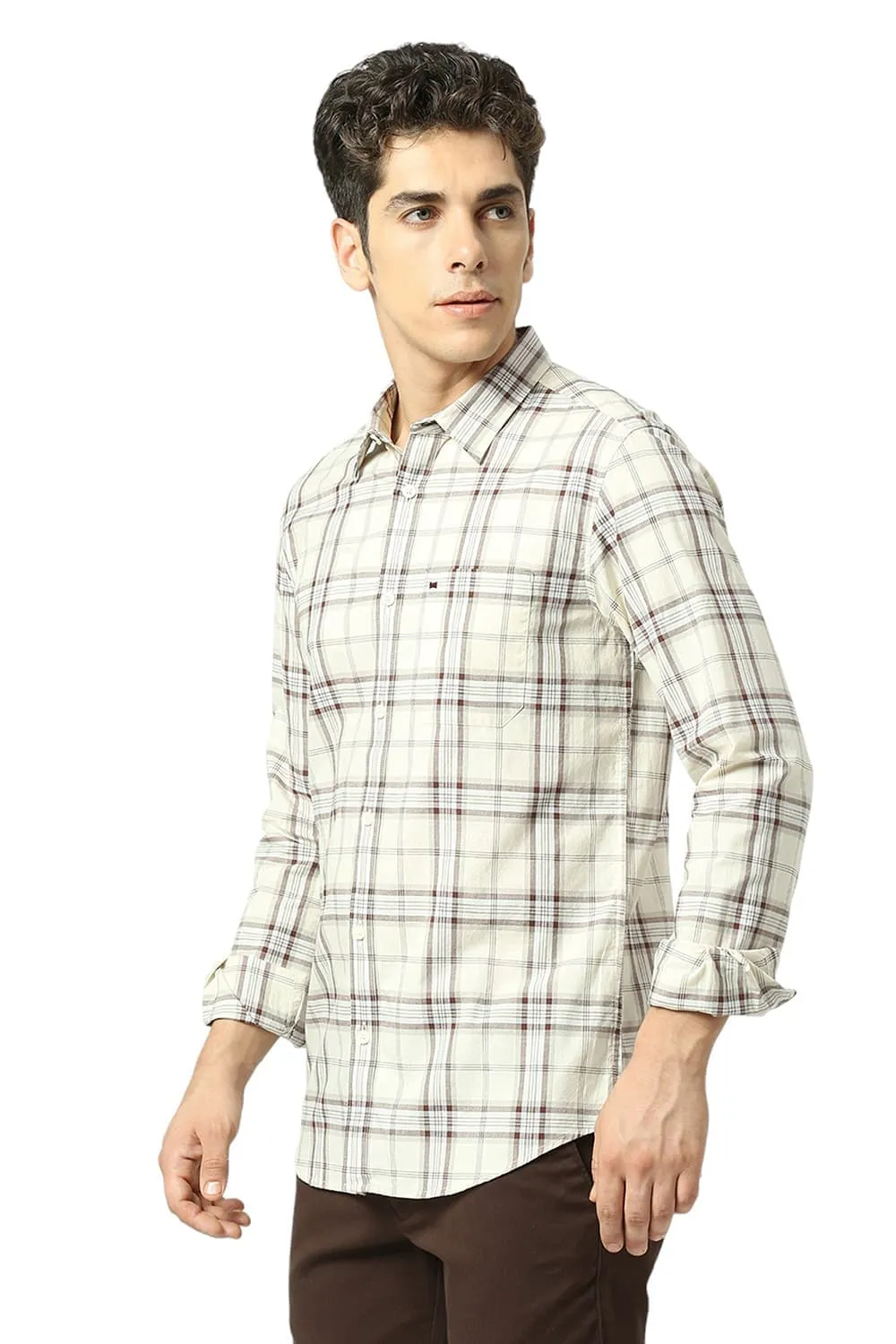 Slim Fit Cotton Melange Stripe Shirt