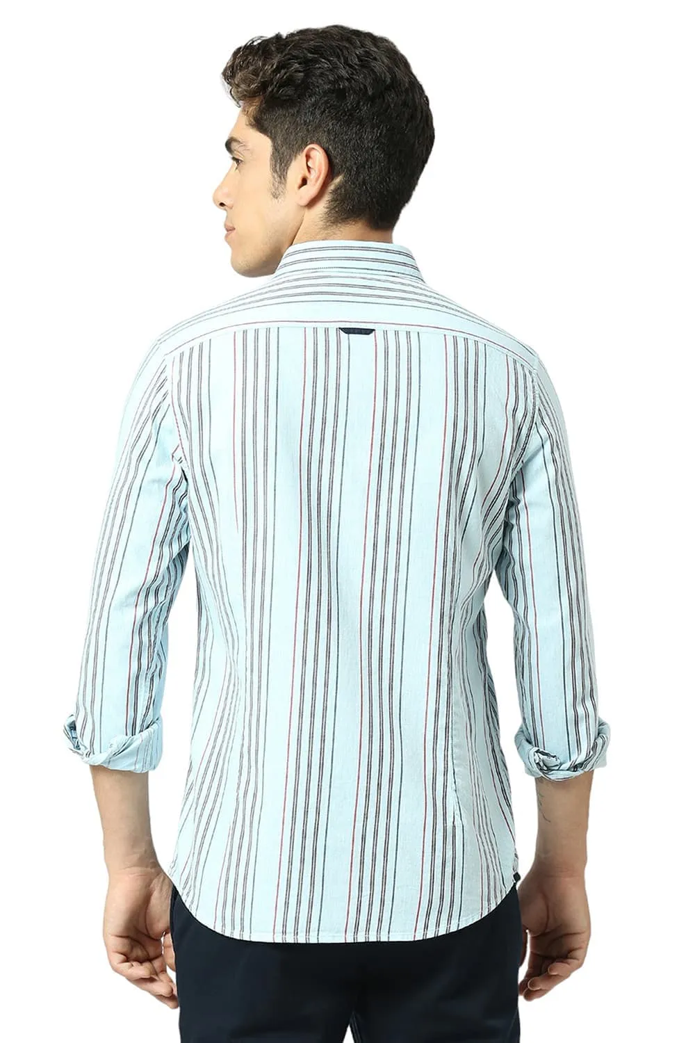 Slim Fit Cotton Melange Stripe Shirt