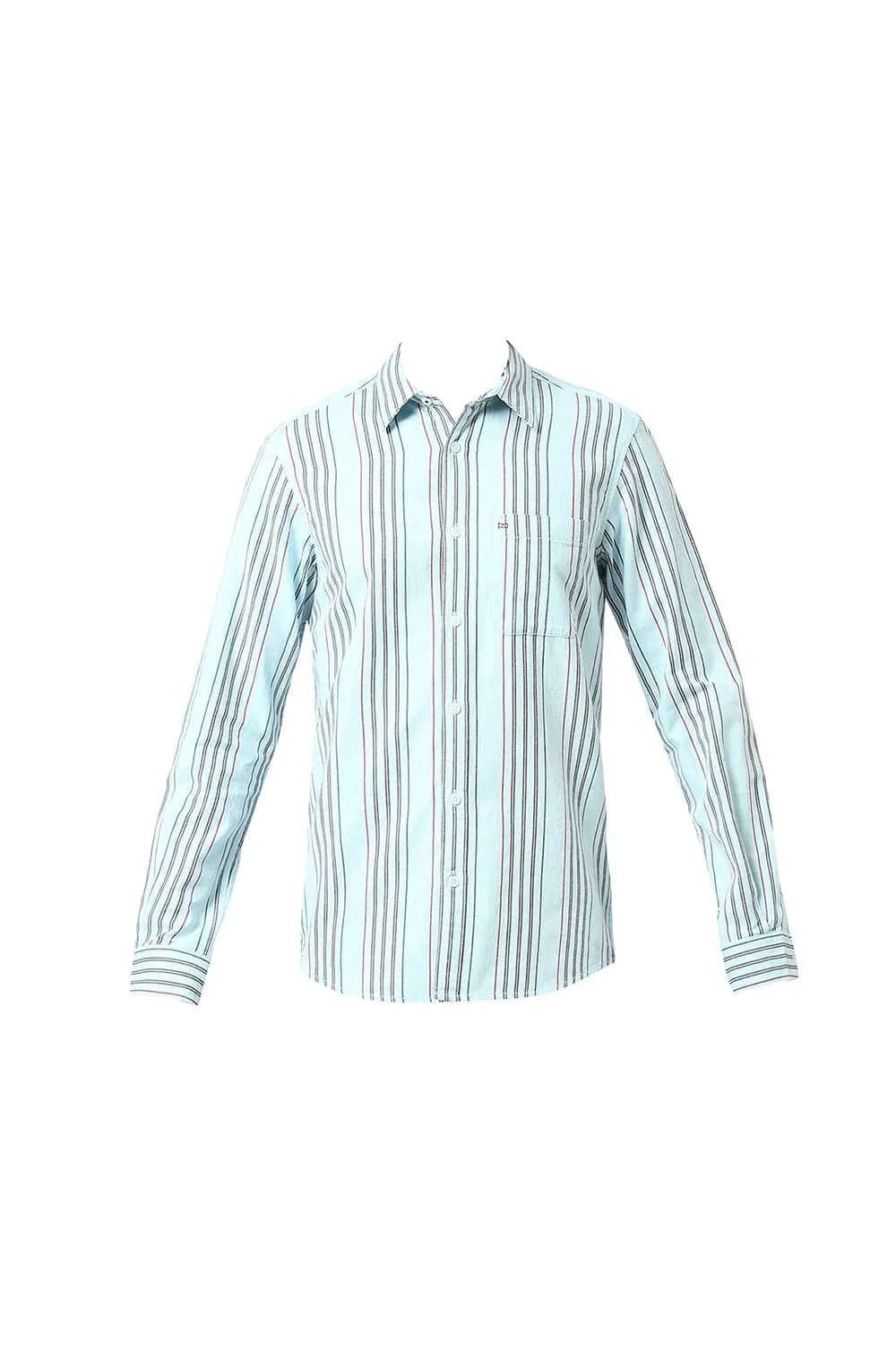 Slim Fit Cotton Melange Stripe Shirt