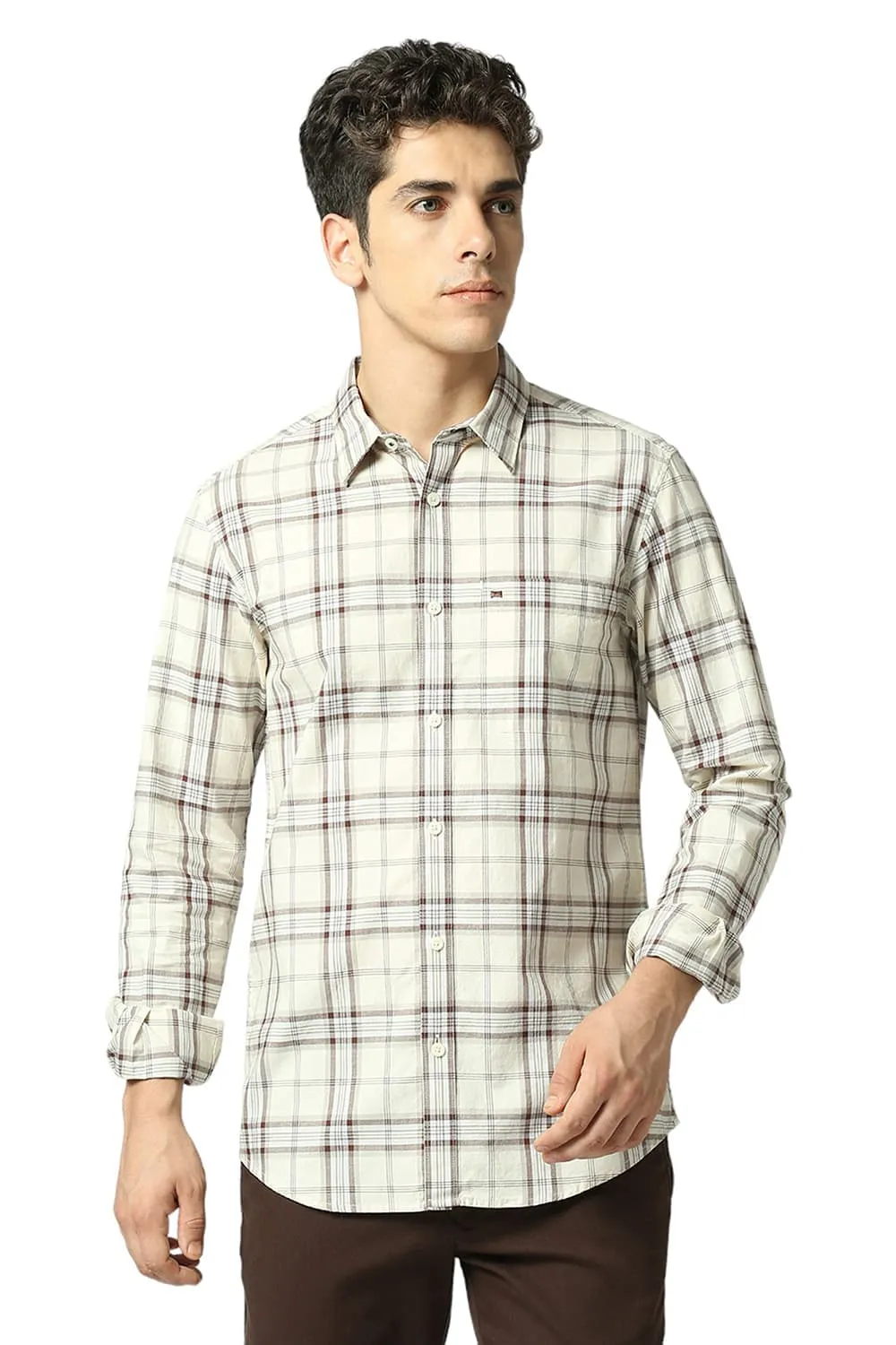 Slim Fit Cotton Melange Stripe Shirt