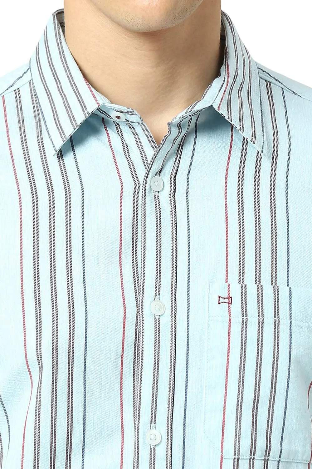 Slim Fit Cotton Melange Stripe Shirt