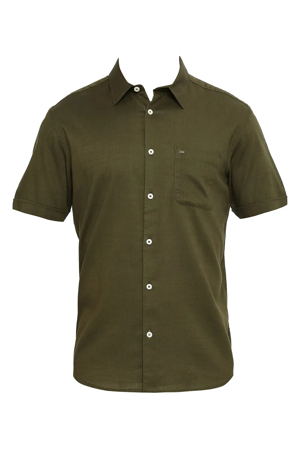 Slim Fit Cotton Slub Twill Halfsleeves Shirt