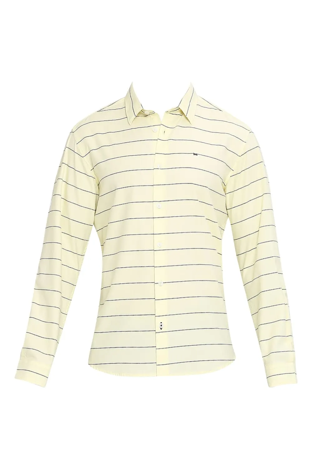 Slim Fit Cotton Twill Weft Stripes Shirt