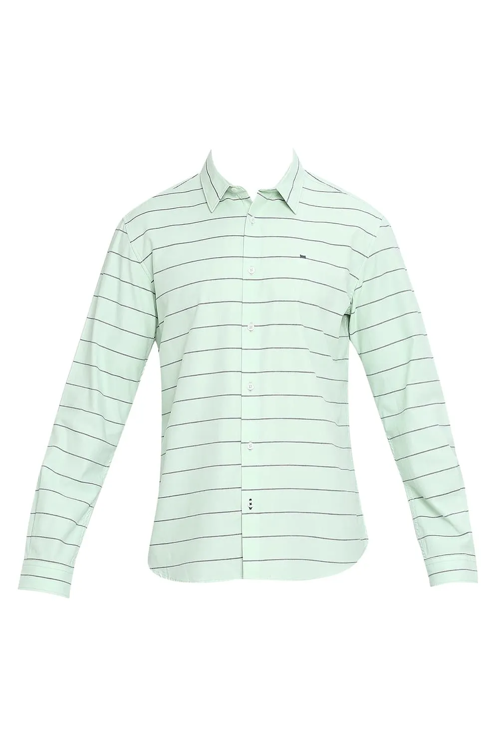 Slim Fit Cotton Twill Weft Stripes Shirt